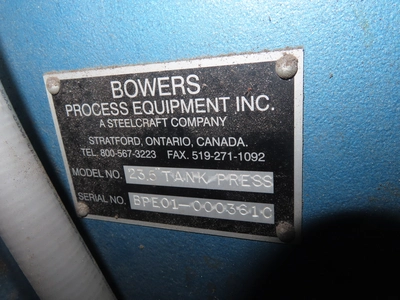 23.5" Bowers Hydraulic Tank Discharge Press, 40 gallon