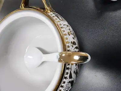 Used Isaac Peoria Used Fine Porcelain set gold plated C IP Restaurant Equipment (Miscellaneous) Illinois US | Falcon Restaurant Supply #1376699