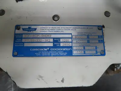 Cascade 90F 60" Paper Roll Clamp 9000LB Fork Lift Truck Attachment Class 4