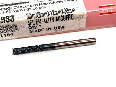 New | in-Stock ACCUPRO SQUARE END MILL 3.00 MM DIA, 12.00 MM LOC, 4 FLUTE, SOLID CARBI Carbide Endmills Michigan US | Maverick Industrial Sales #1092913