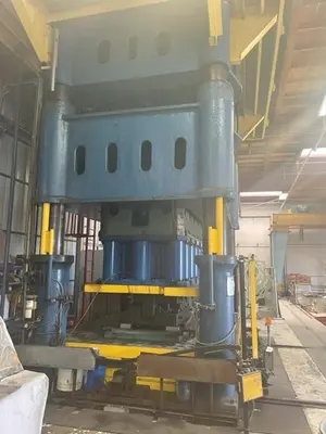 2100 Ton Lake Erie Hydraulic 4 Post Press, Double Action, 37" STR, 114" x 126" Rolling Bolster, Cushions, Updated & Rebuilt in 2000
