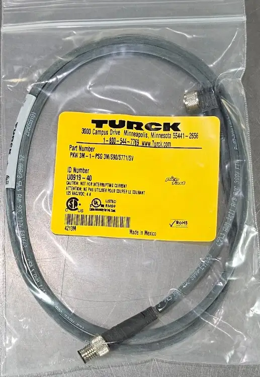 Used Turck PKW 3M-1-PSG 3M/S9O/S771/SV Cable & Wire South Carolina US | Palmetto Automation #1159490