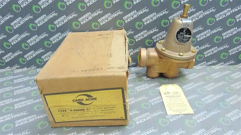 Cash Acme Type "E-Series 3" Pressure Regulator 1" Pipe Size 300 PSI Max. New
