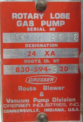 NEW DRESSER ROOTS 24XA ROTARY LOBE GAS PUMP
