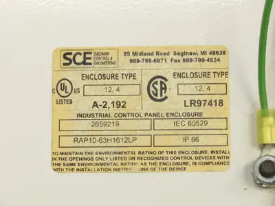 Saginaw Control RAP1063H1612LP Electrical Enclosure 30A Disconnect 63x16x12"