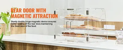 Pastry Display Case, 3-Tier Commercial Countertop Bakery Acrylic Display Case - 20.7" wide