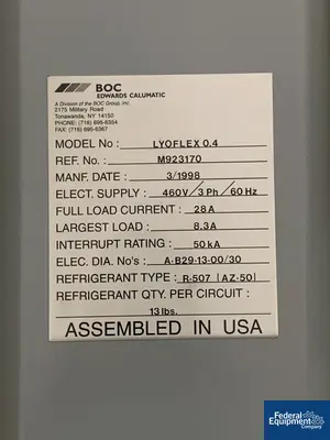 USED BOC Edwards 4.3 Sq Ft BOC Edwards Freeze Dryer, Model Lyoflex 0.4