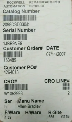 REFURBISHED ALLEN BRADLEY 2098-DSD-030 SERVO DRIVE SER.B ULTRA3000 VER 1.52