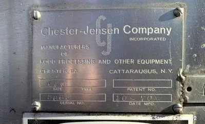 Used Chester-Jensen 600 Gallon Stainless Steel Mixing Tank | Vertical | Top Agitator | Baffled | Side Bottom Outlet