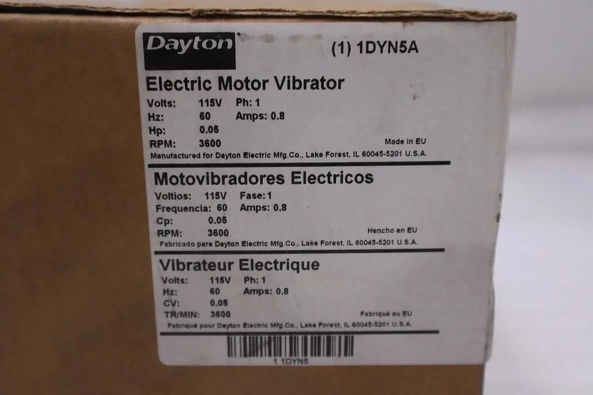 NEW DAYTON 1DYN5A Electric Motor Vibrator 115 VAC 3600 RPM Single Phase  #H190