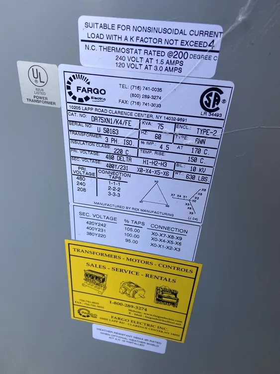 Used FARGO DA75XN1/K4/FE Transformers | MachineStation #946491
