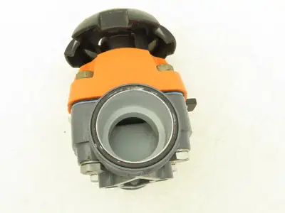 Georg Fischer 314  1-1/2" Manual Diaphragm Valve PVC/PTFE *Missing socket ends*