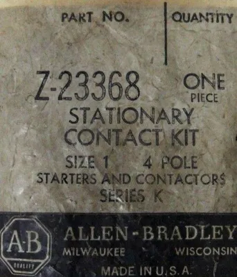 NEW ALLEN BRADLEY Z-23368 CONTACT KIT Z23368 4 POLE SIZE 1