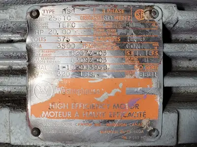 20 hp, 575 volts, 3500 rpm, 256TC Electric Motor
