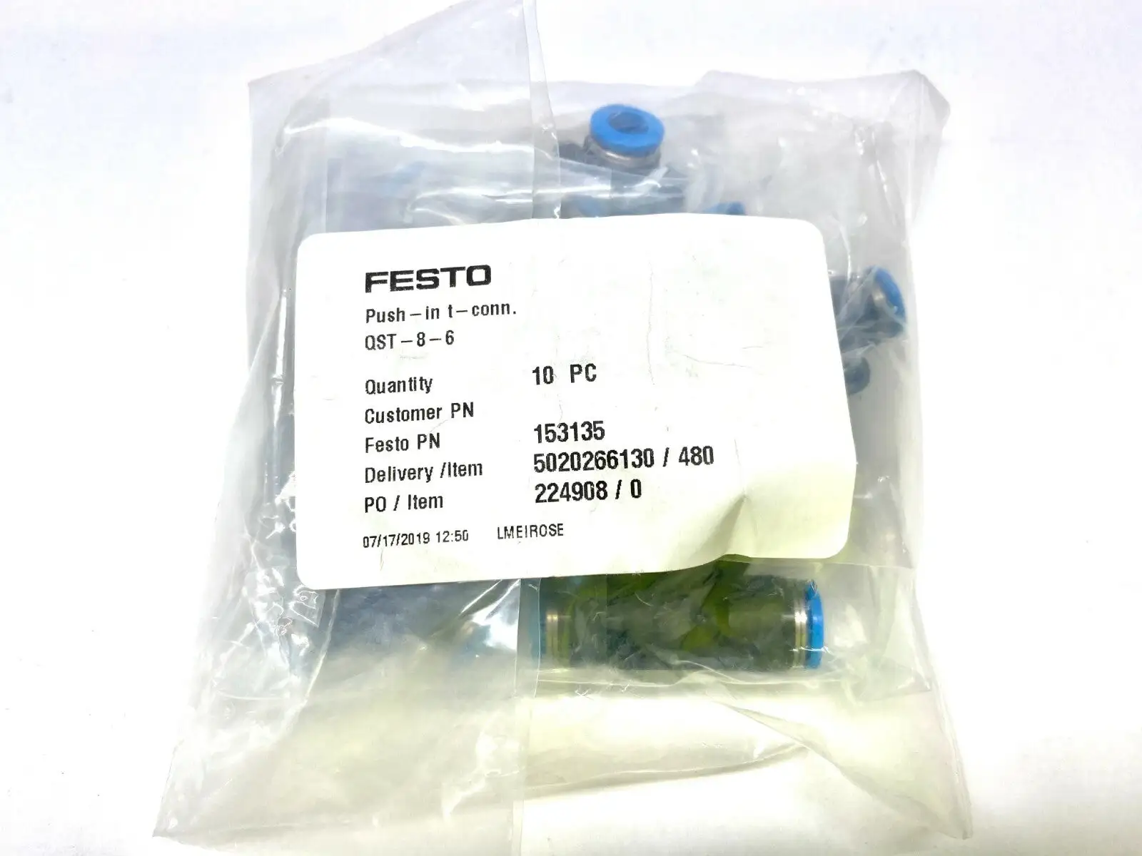 NEW FESTO PUSH IN TEE CONNECTOR