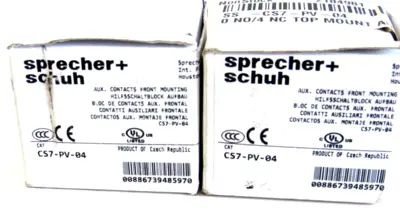 NEW LOT OF 2 SPRECHER+SCHUH CS7-PV-04 CONTACT BLOCK CS7PV04