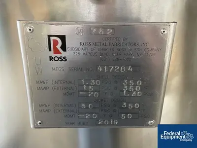 NEW Ross 500 Liter Ross Emulsifier, Model VSL-500L, 316 S/S