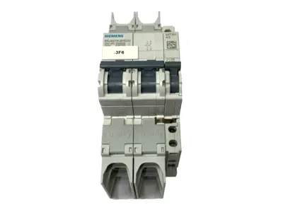 USED SIEMENS CIRCUIT BREAKER 2P 10A W/ 5ST3010 AUXILIARY SWITCH