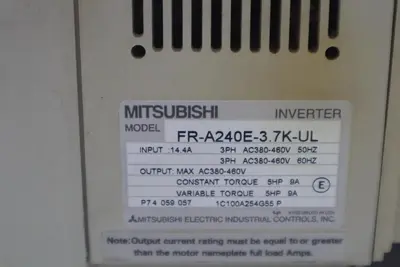 MITSUBISHI FR-A240E-3.7K-UL,AC DRIVE 5 HP 3.7 KW DRIVE STOCK 4331