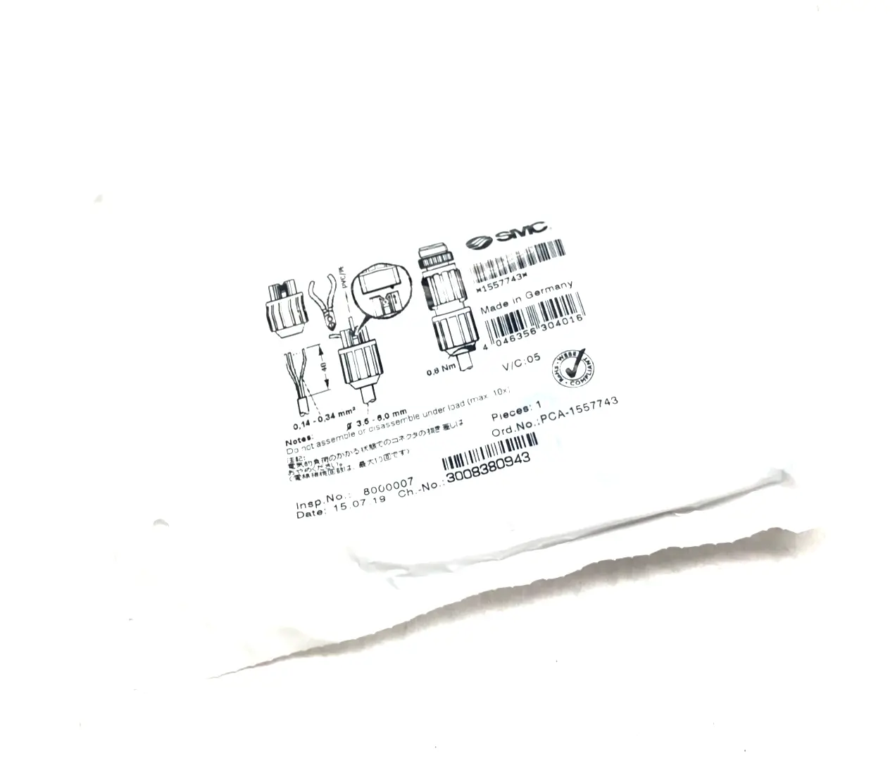 PCA-1557743 | SMC  Field Wireable Connector M12 4-Pin QUICKON - New