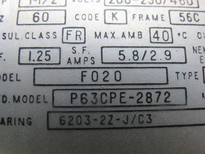 US Motors P63CPE-2872 F020 Type UT 1-1/2 Hp. 208-460V 60Hz. 1730 RPM AC Motor