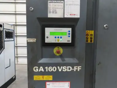 Atlas Copco GA160VSD-FF 215Hp Rotary Screw Air Compressor 1076CFM 460v Air Dryer