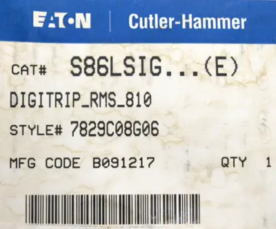 NEW EATON S86LSIG CIRCUIT BREAKER TRIP UNIT 7829C08G06