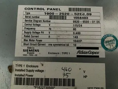 Used 2014 ATLAS COPCO GA55 FF Rotary Screw & Sliding Vane Air Compressors Ohio US | HGR 24 #1516989
