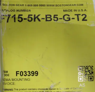 NEW BOSTON GEAR F715-5K-B5-G-T2 GEAR REDUCER 5:1 F7155KB5GT2