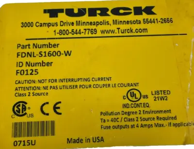 NEW TURCK FDNL-S1600-W I/O MODULE FDNLS1600W