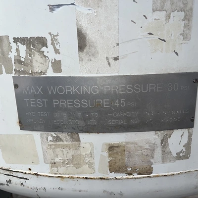 400L S/S Vertical Pressure Vessel 30 Psi W.P