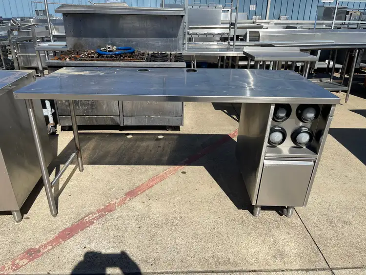Used Falcon Restaurant Supply Used 74" Stainless Steel Drink Station Table - SS300 Underbar Equipment Illinois US | Falcon Restaurant Supply #1375811