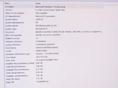 HP 800G2 SFF Elite Desk Intel Core i7-6700 3.4 GHz Quad W7 Pro 128GB SSD 8GB RAM