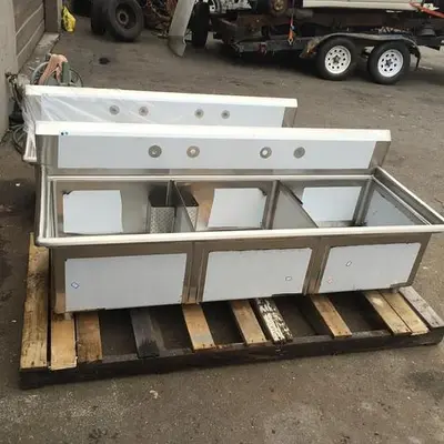 3  COMPARTMENT 24" SINK - With approval sticker