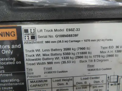 Hyster E60Z-33 Brake Pedal Master Cylinder Assembly
