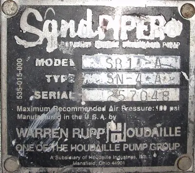 USED WARREN-RUPP/ SANDPIPER SB1-1/2-A