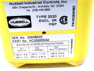 NEW HUBBELL HC20200042 PUSH BUTTON STATION TYPE 2020 PBP