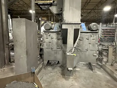 6" X (2) 15 HP WHEEL WHEELABRATOR "SKEW ROLL PIPE & BAR" SHOT BLAST BLASTER SYSTEM: STOCK #20002