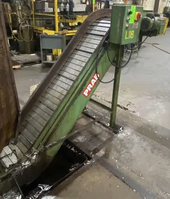 16" x 9' PRAB Steel Belt Scrap Conveyor