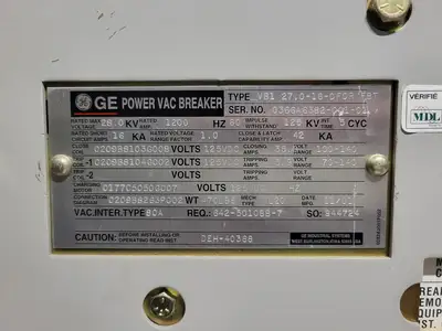25kV 1200A 3ph Switchgear Unit w/ Power Vac Breaker VB1 27.0-16-0