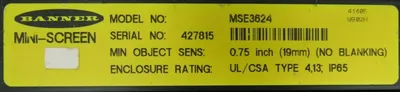 USED SET OF BANNER MSR3824 MINI SCREEN LIGHT CURTAINS MSE3624 36"