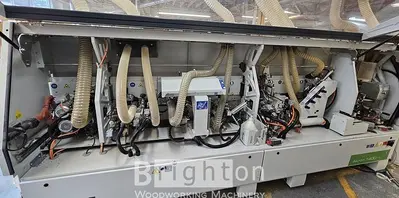 USED 2017 BIESSE AKRON 1440A USED EDGEBANDER WITH CORNER ROUNDING AND PREMILLING ++