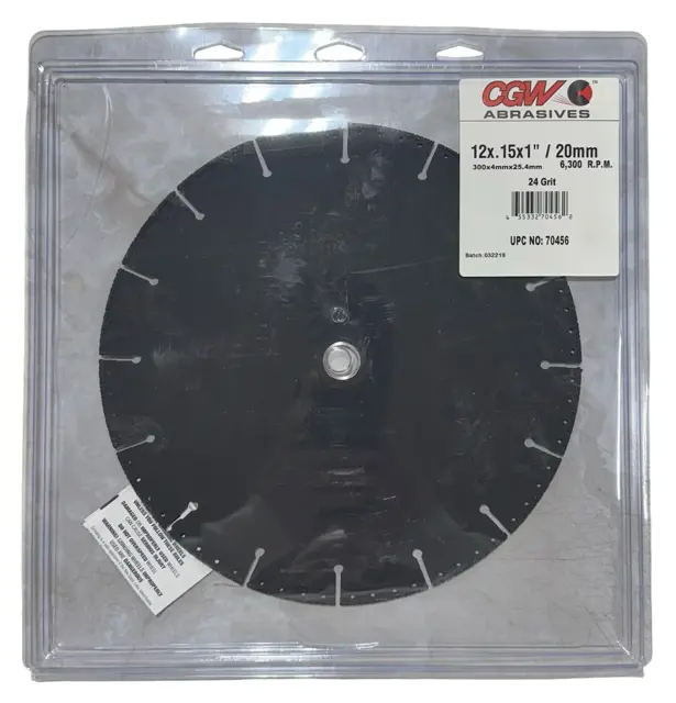 CGW 12" x .15 x 1"/20mm Diamond High Speed T1 Chop Saw Wheel 24 Grit