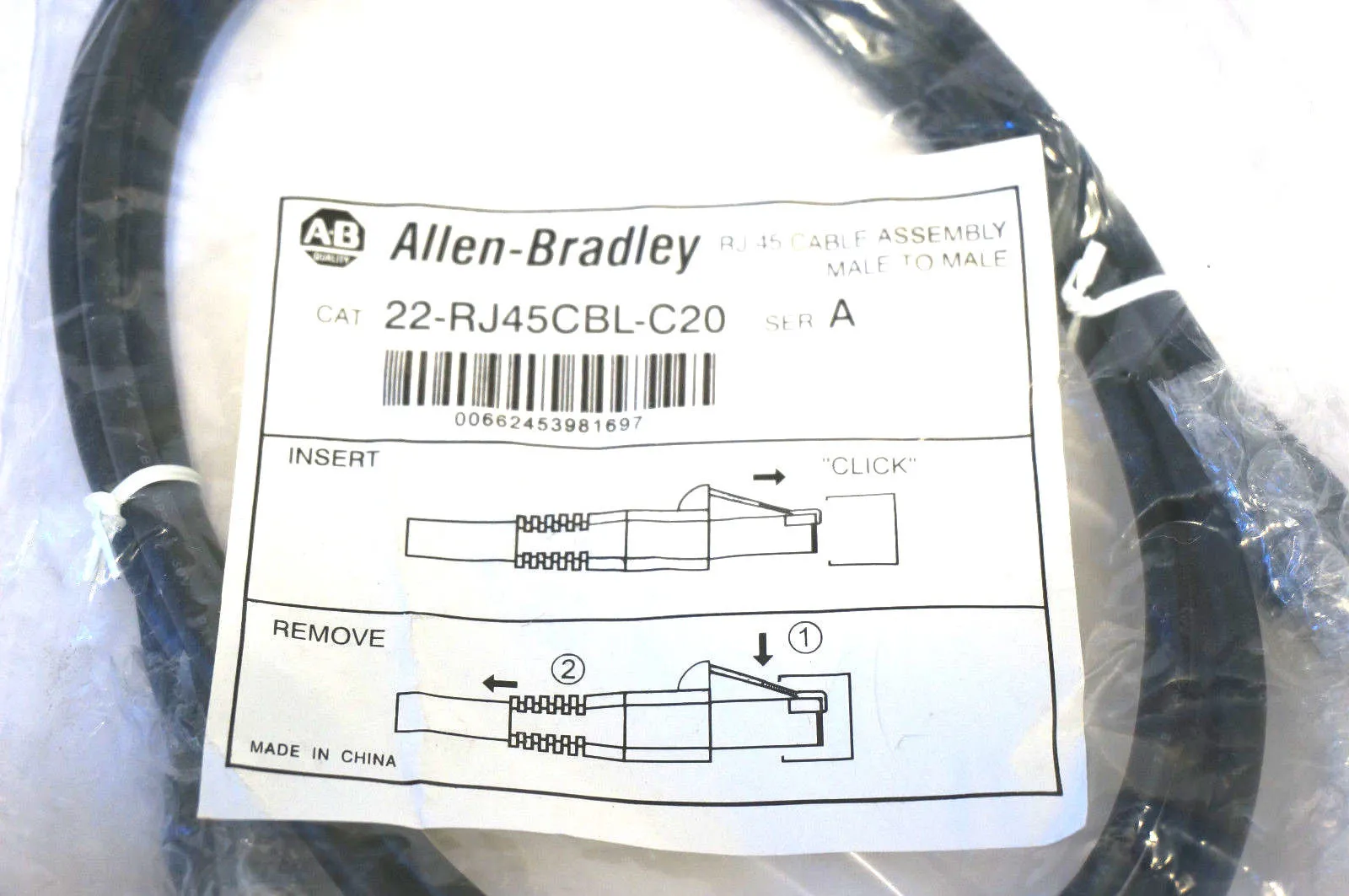 NEW ALLEN BRADLEY 22-RJ45CBL-C20 CABLE SER. A 22RJ45CBLC20