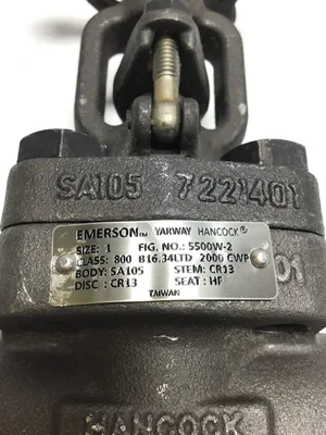 Emerson/Hancock SA105 7221401 Cast Iron Gate Valve Size 1″ CR13 Class 800