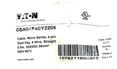 NEW EATON CSAS4F4CY2205 CABLE MICRO SERIES 4 PIN
