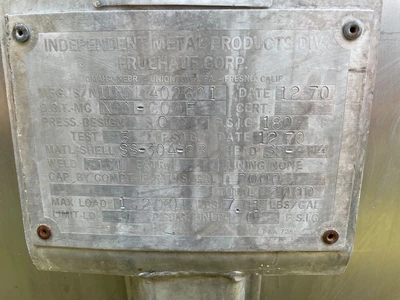 USED Stainless 2000 Gallon