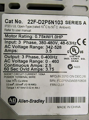 Allen-Bradley 22FD2P5N103 General Purpose AC Drives | Fram Fram LLC (12)