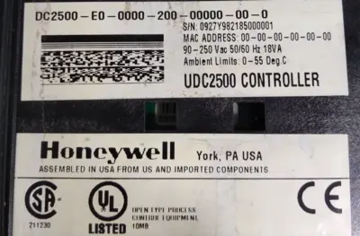 Honeywell UDC2500 DC2500-E0-0000-200-00000-00-0 Thermostat Loc2D12