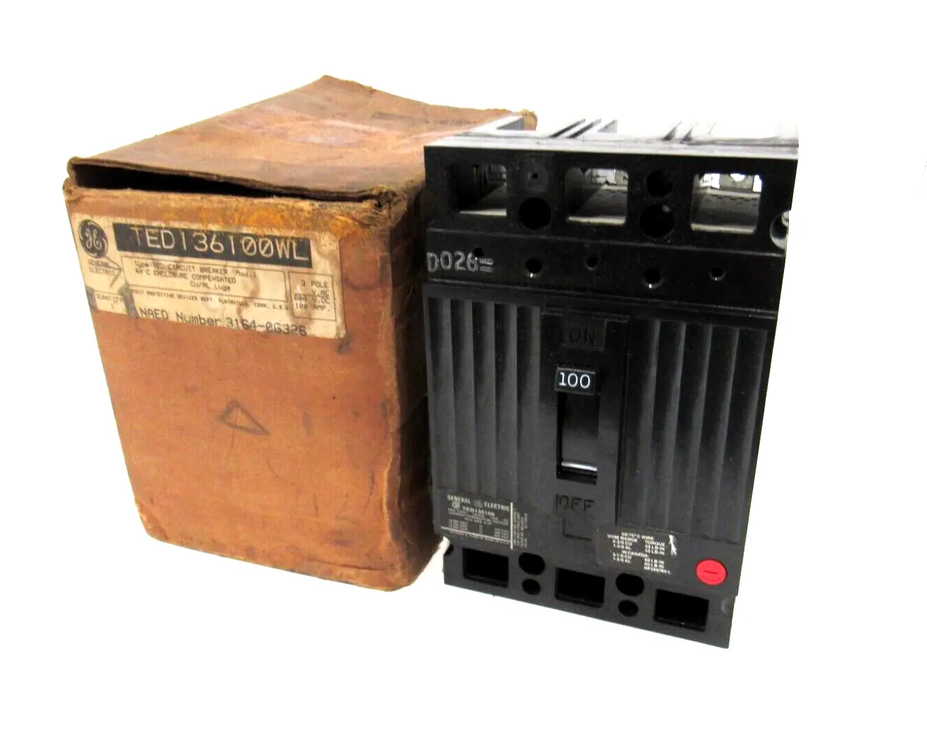 NEW GENERAL ELECTRIC TED136100WL CIRCUIT BREAKER